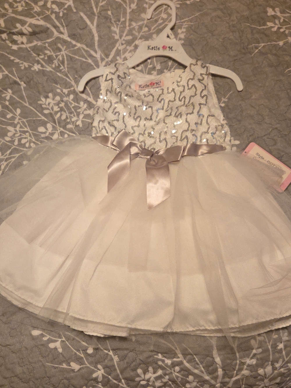 Katie May White and Silver Sequin Tulle Party Dress